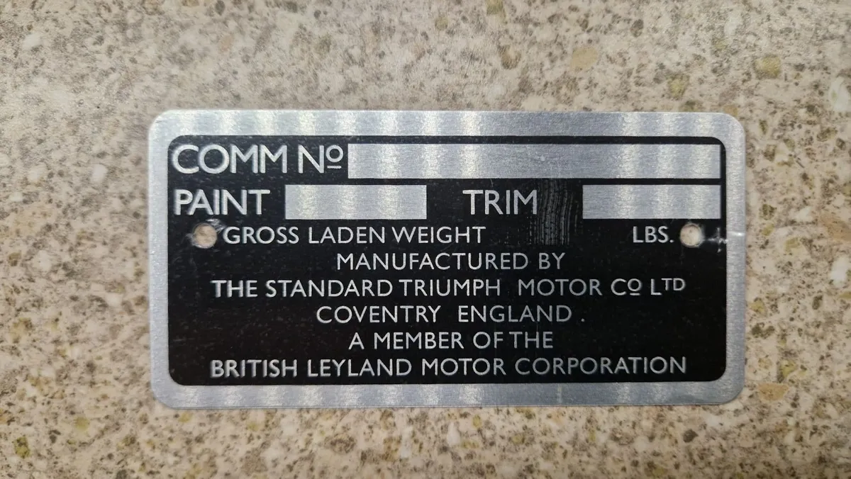 Triumph identification plate