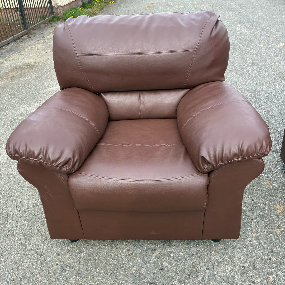 Two Brown Leather Armchairs  €80 each or both €140 - Image 4
