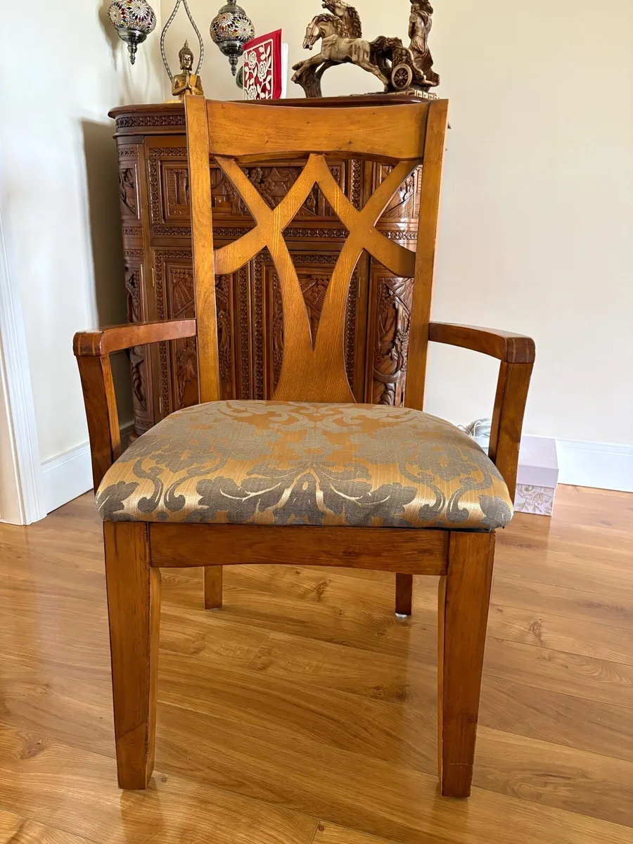 Solid Wood Dining Table with Glass Top + 6 Chairs - Image 4