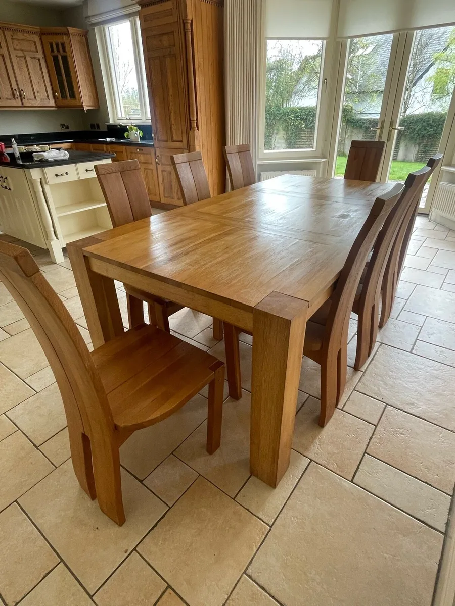 Solid Oak Dining Table and 8 Solid Oak Chairs - Image 3
