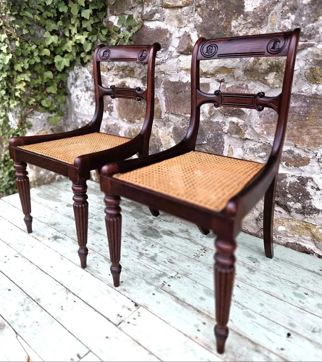 Georgian Mahogany & Cane Chairs- Circa 1820 - Image 4