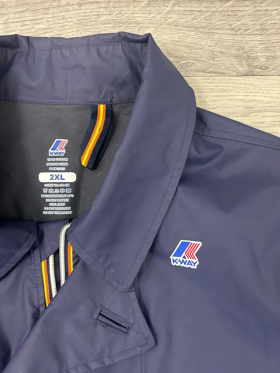 K-Way Coated Waterproof Long Peacoat Jacket XXL - Image 3