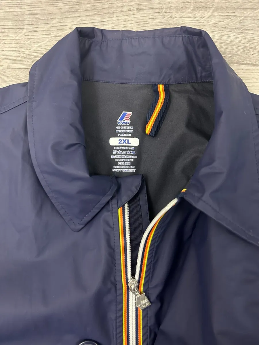 K-Way Coated Waterproof Long Peacoat Jacket XXL - Image 4