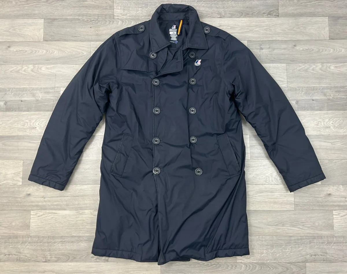 K-Way Padded Long Peacoat Jacket Mens XL - Image 1
