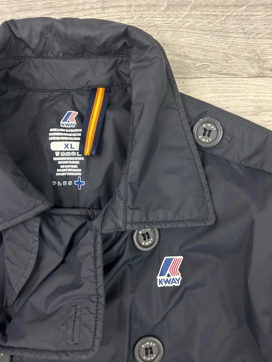 K-Way Padded Long Peacoat Jacket Mens XL - Image 3