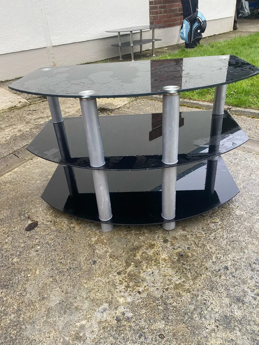 Black TV stand and coffee table. - Image 2