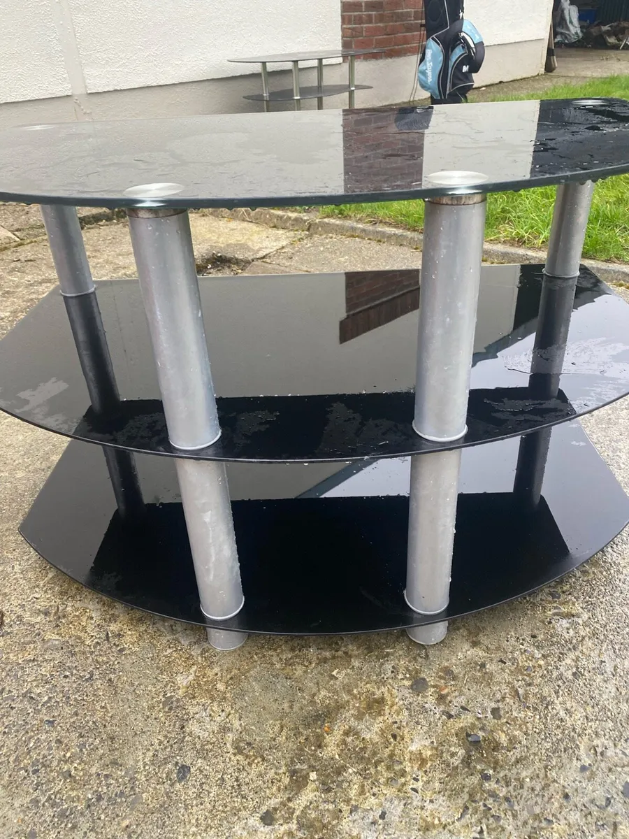 Black TV stand and coffee table. - Image 3