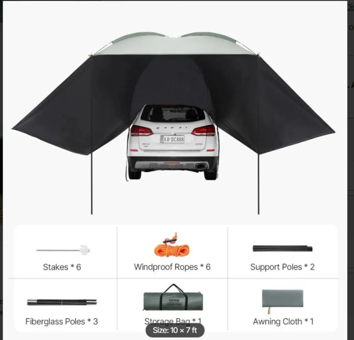 10ft x 7ft Vehicle Side Awning - Image 4