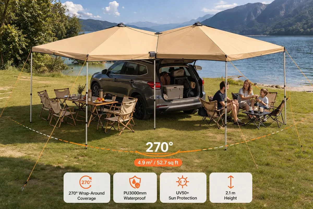 270 deg  Vehicle Awning Wrap-Around Car Side10.5 - Image 4