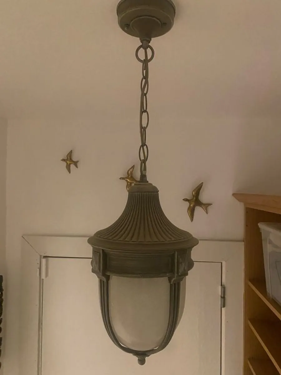 Vintage Brass Hanging Ceiling Light . Lantern Style - Image 1