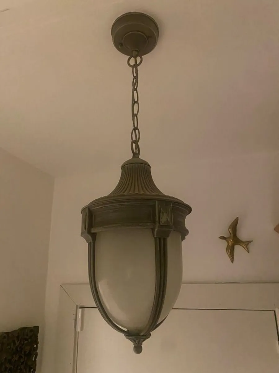 Vintage Brass Hanging Ceiling Light . Lantern Style - Image 2