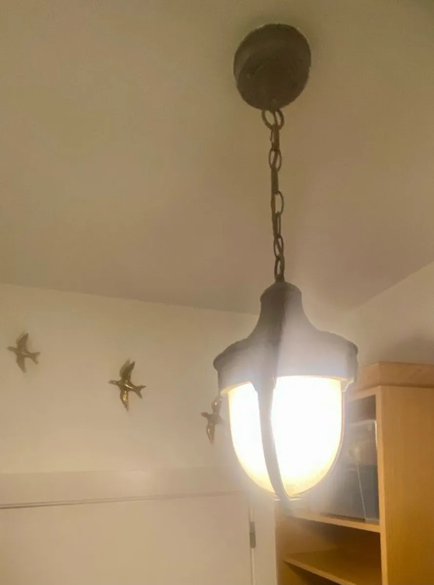 Vintage Brass Hanging Ceiling Light . Lantern Style - Image 3