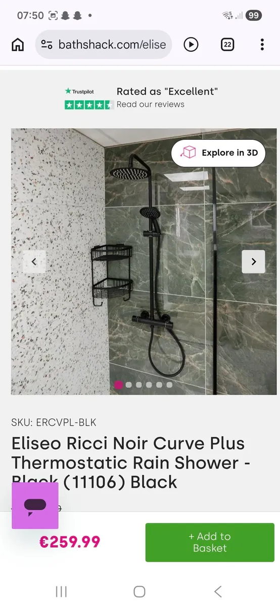 Thermostatic Rain shower black - Image 1