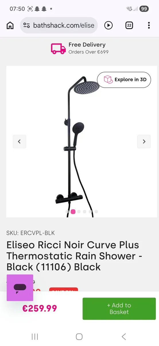 Thermostatic Rain shower black - Image 2