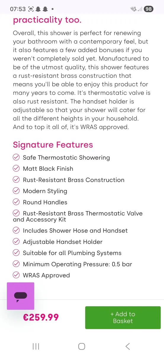 Thermostatic Rain shower black - Image 4