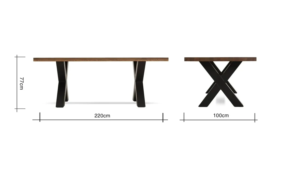 2.2m table and bench - Image 1