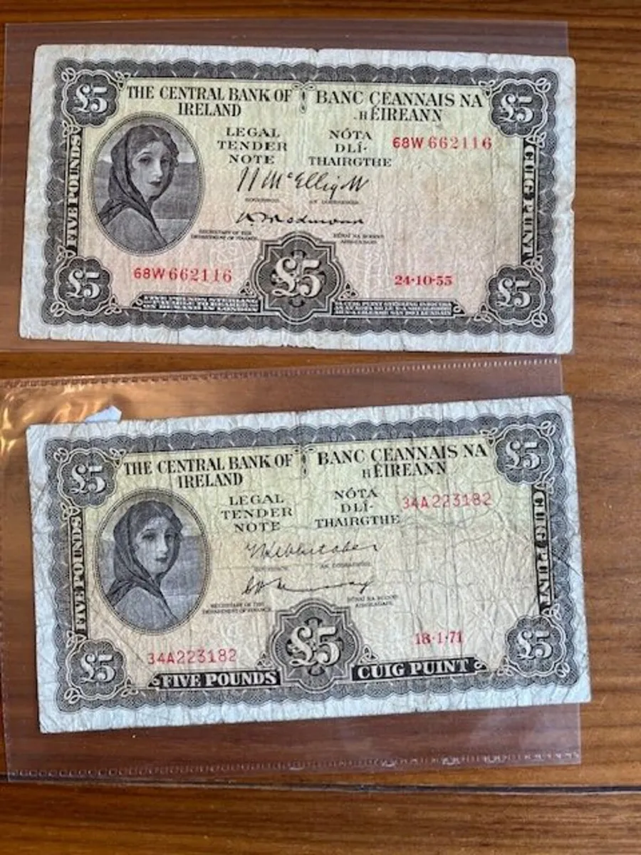 5 Pound Lavery Notes - 20 Euros Each - Image 1