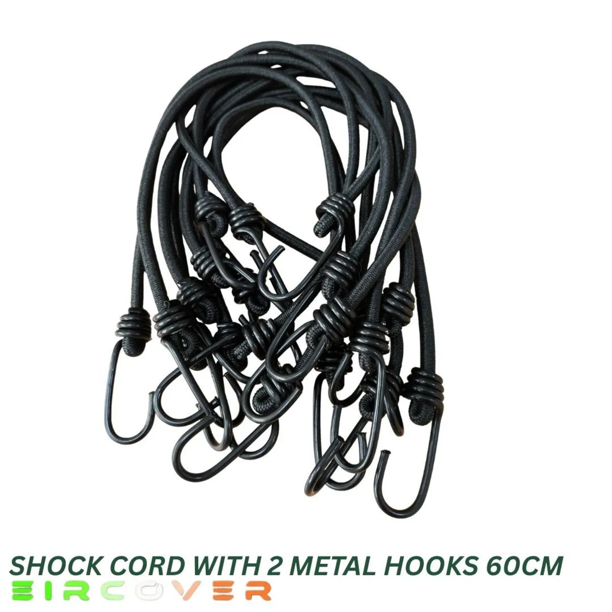 Shock Cord with 2 metal hooks 60cm - 10 Pack - Image 1