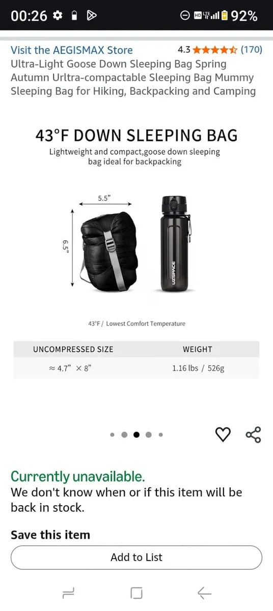 Super light weight down sleeping bag - Image 2