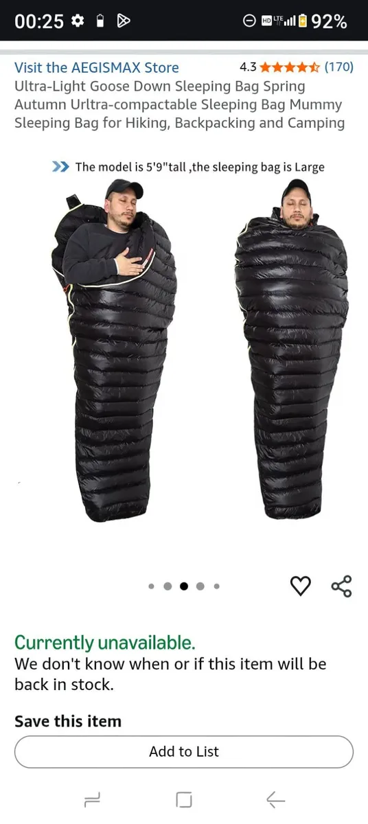 Super light weight down sleeping bag - Image 3