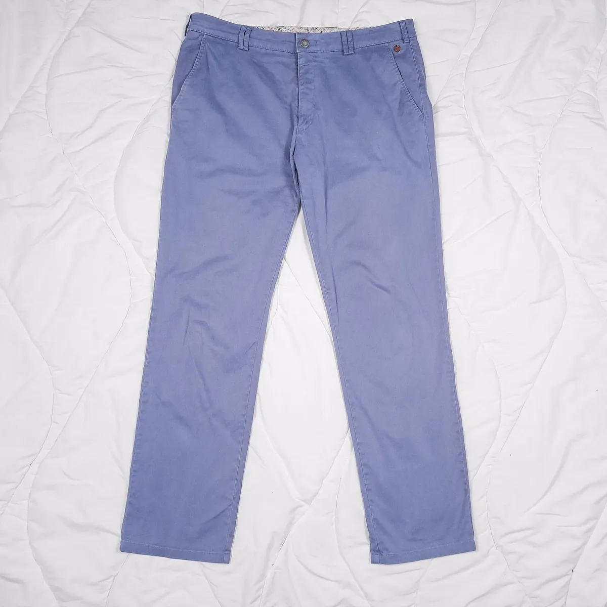 Meyer Blue Straight Fit Chino Trousers W36 L31 - Image 1