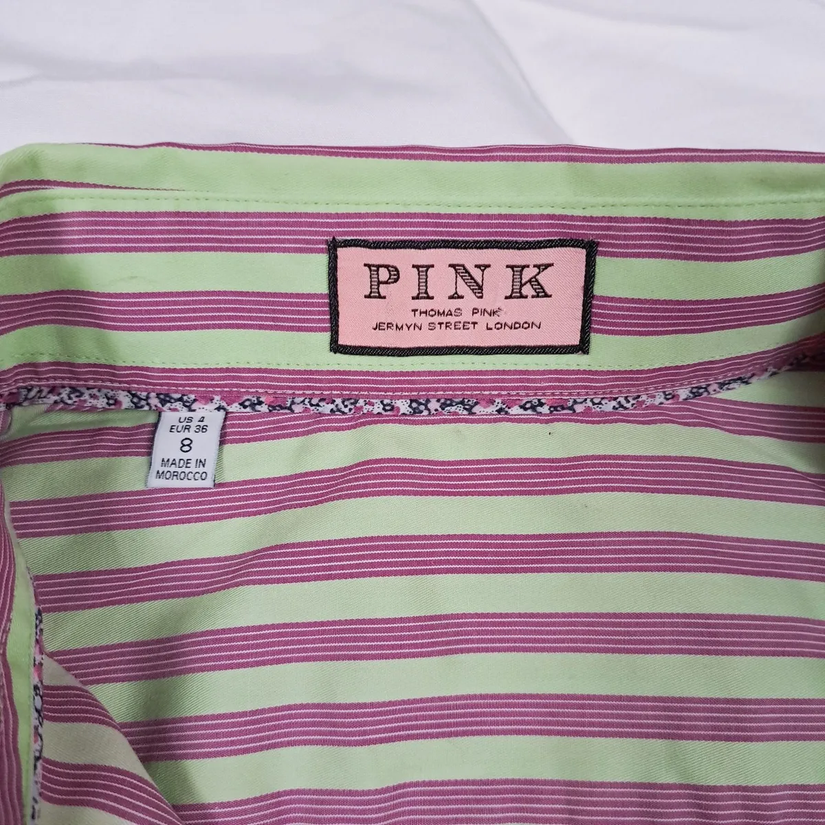 Thomas Pink Pink Green Striped Shirt 8UK - Image 4