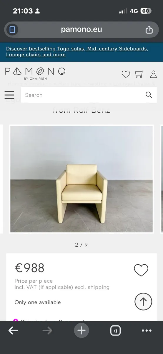 Pair of vintage leather designer armchairs - Image 1