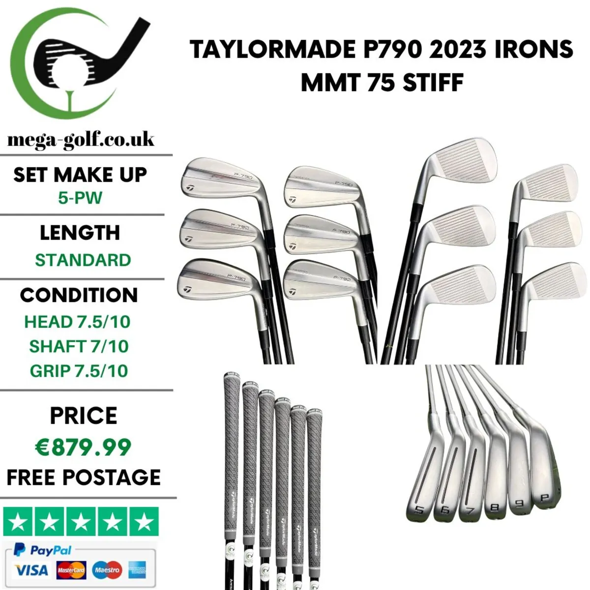 Taylormade P790 2023 Irons / 5-Pw / MMT 75 Stiff - Image 1