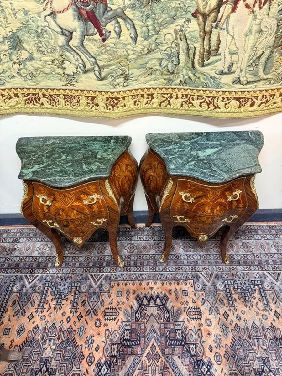 FLASH SALE ! Was 650 now 575 ! Elegant Pair of Bedside Lockers Marble Top Nightstands - Image 2