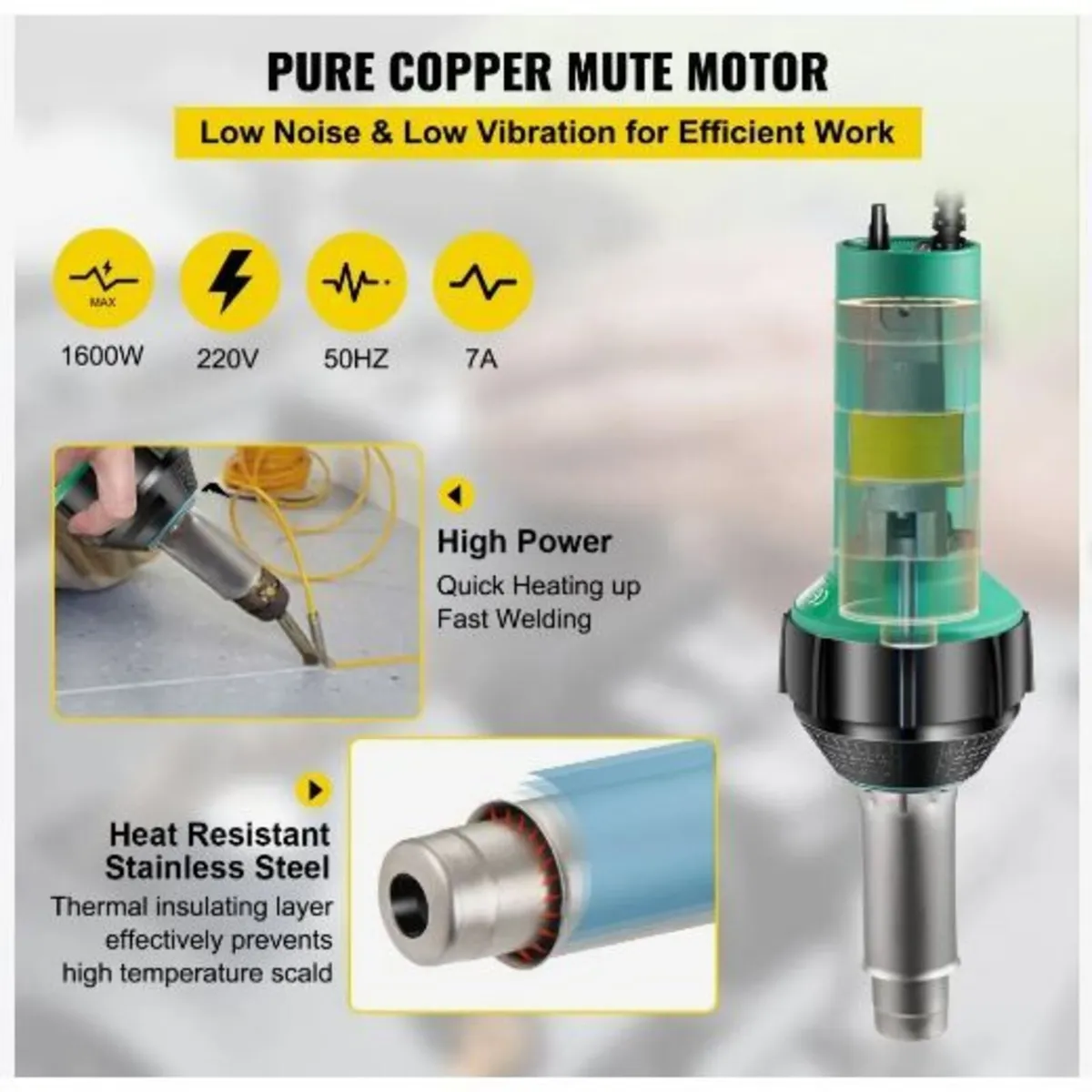 Roofing Welder, 8 Pcs PVC Welding Gun, 1600W - Image 3