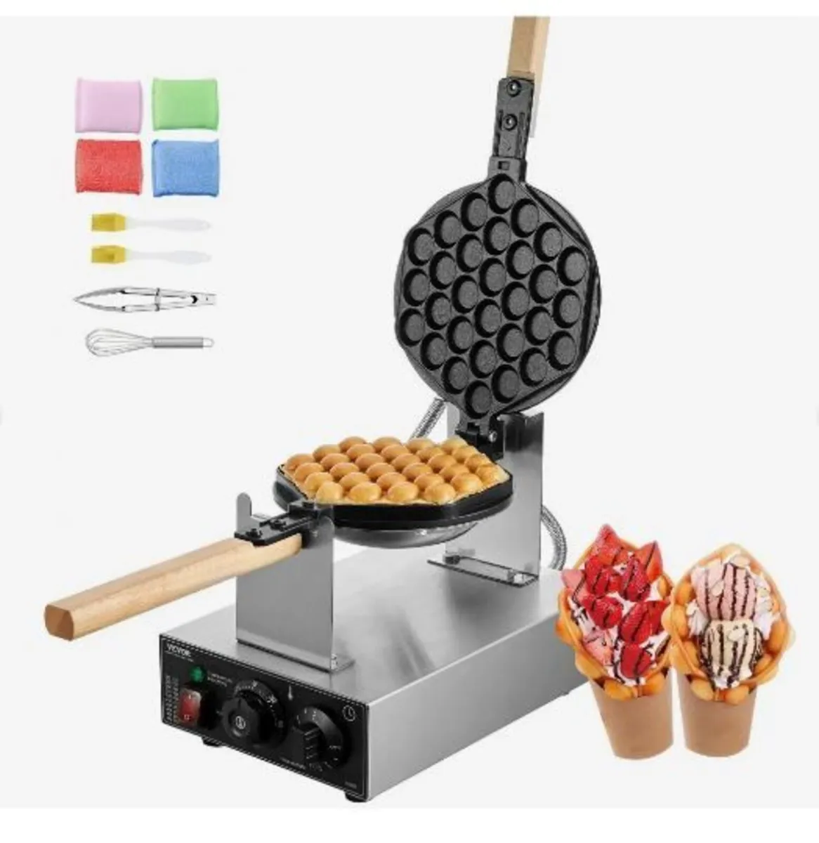 Commercial Bubble Waffle Maker, 1400W Egg - Image 1