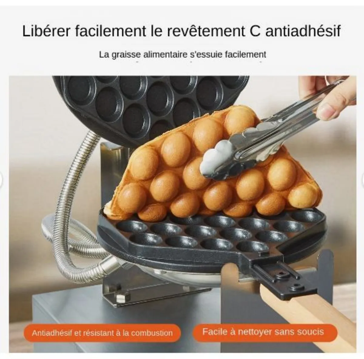 Commercial Bubble Waffle Maker, 1400W Egg - Image 4
