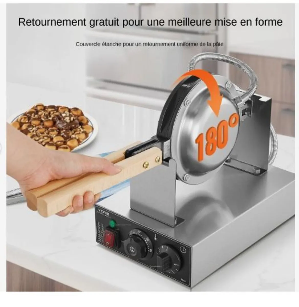 Commercial Bubble Waffle Maker, 1400W Egg - Image 3