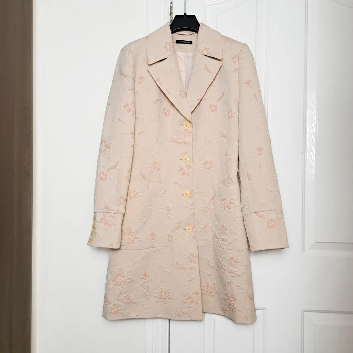 Dunnes Orange Pink Nude Floral Jacquard Coat 10UK - Image 1