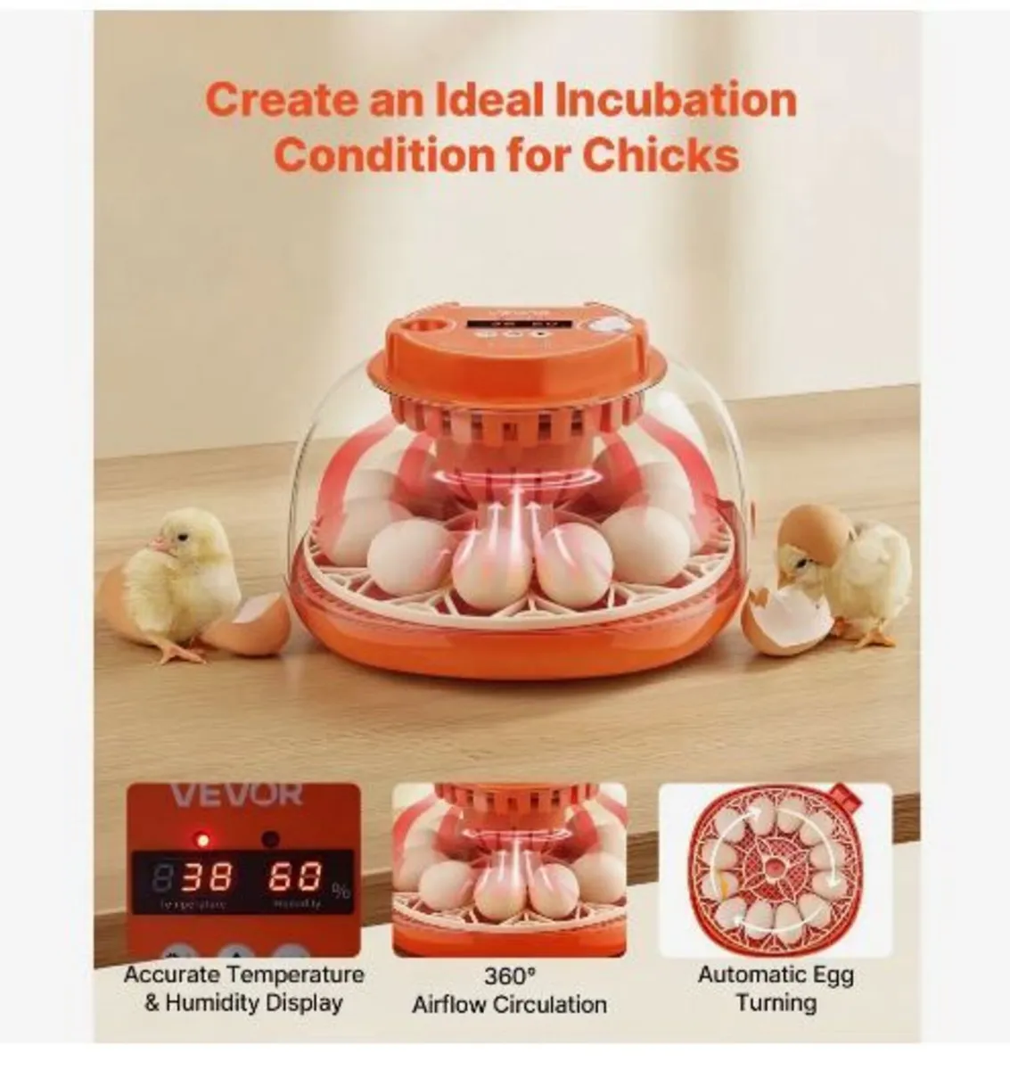 12 Egg Incubator, Automatic Egg Turner - Image 3
