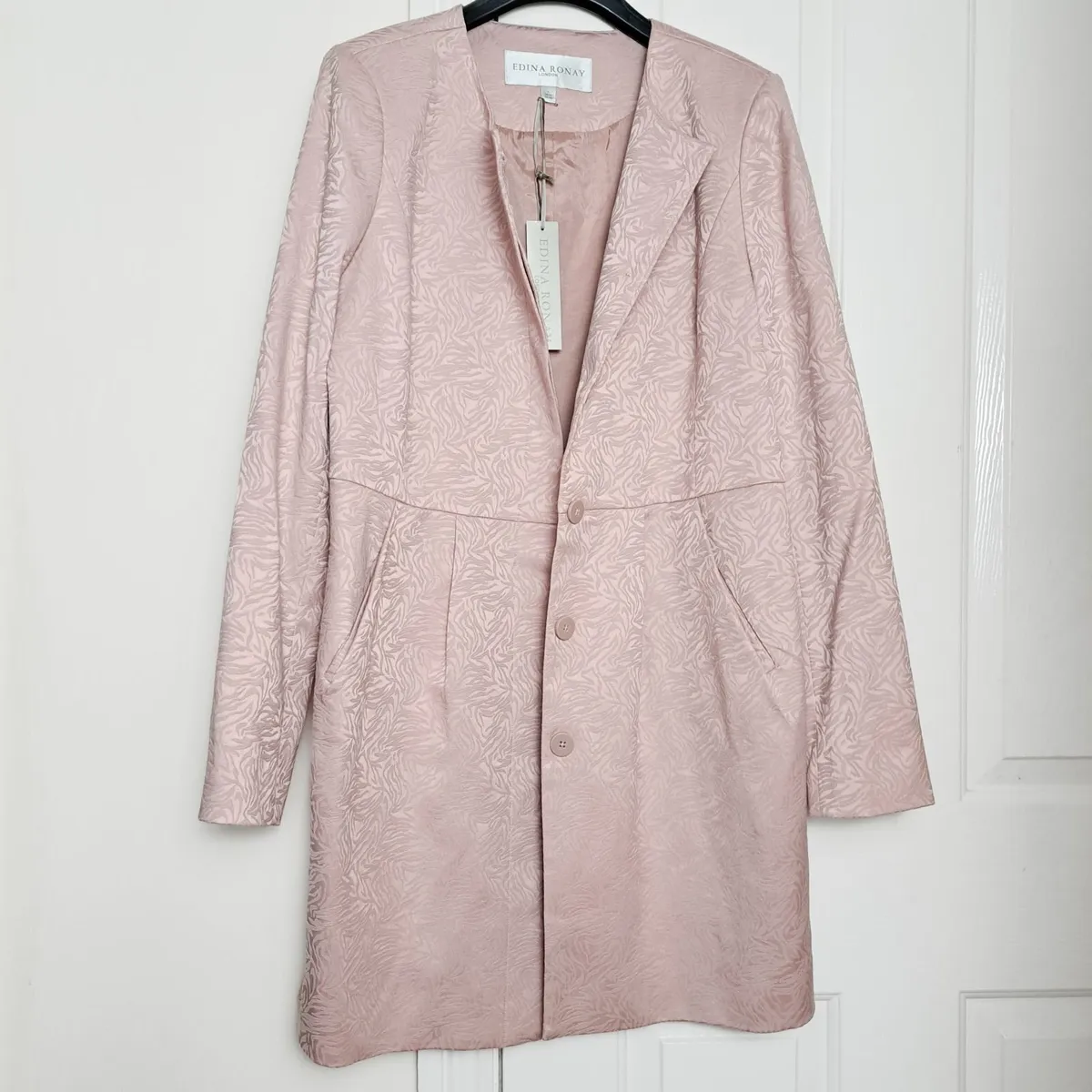 Edina Ronay Blush Pink Embossed Pattern Coat L/XL - Image 1