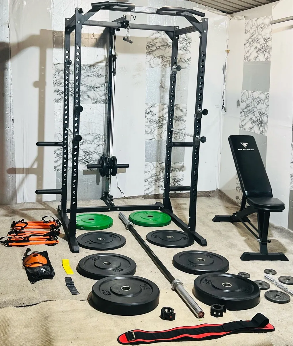 POWER RACK WITH PULLEY SYSTEM WEIGHTS BAR MORE - Image 4