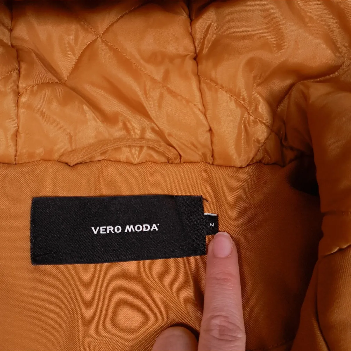 Vero Moda Mustard Orange Hooded Parka Coat Size M - Image 2