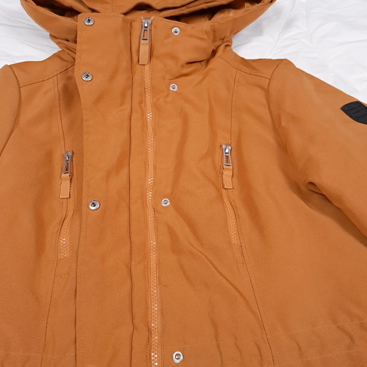 Vero Moda Mustard Orange Hooded Parka Coat Size M - Image 4