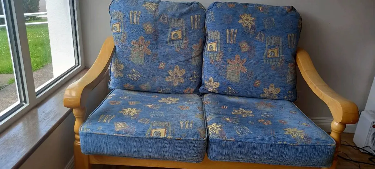 Two seater couch and chair - Image 1