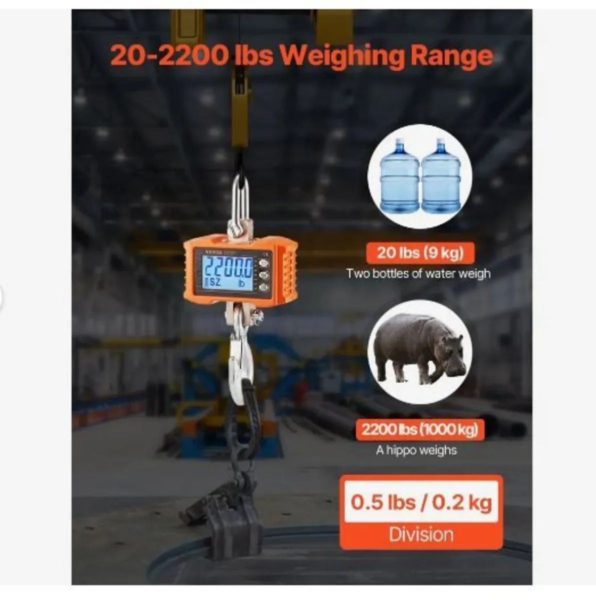 Digital Crane Scale, 2200 lbs/1000 kg - Image 3