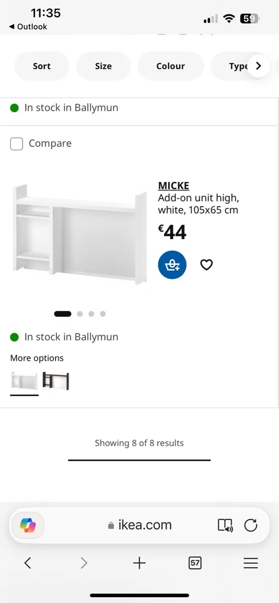 Micke Ikea white desk topper - Image 1