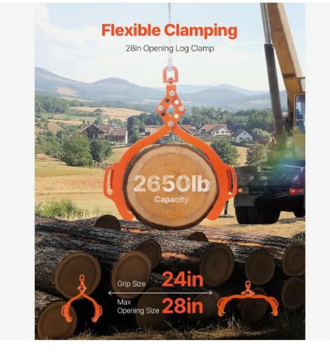 28in Log Lifting Tongs, 4-Claw Log Tongs - Image 2