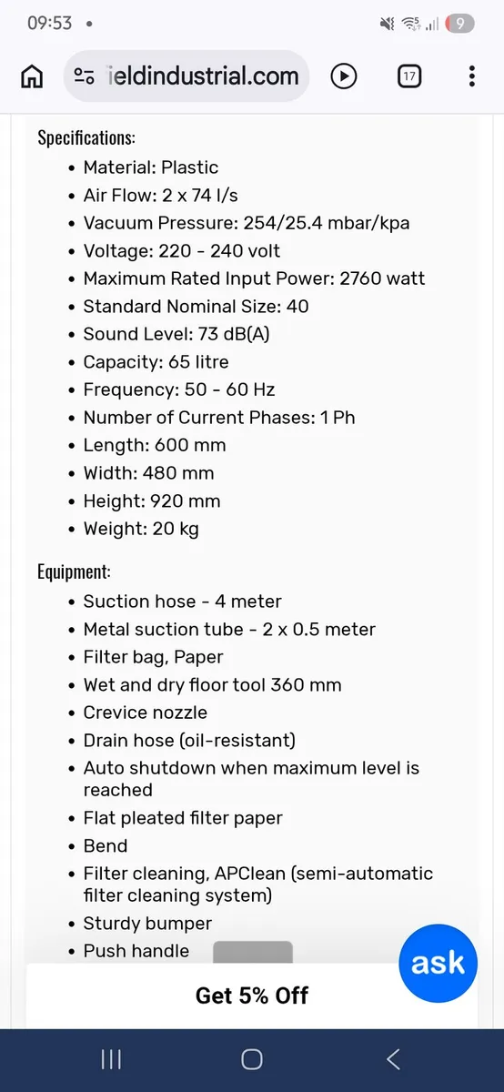Kracher profession wet/dry vaccum - Image 3