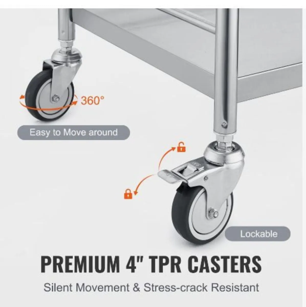 Medical Cart, 2 Layers Stainless Steel - Image 2
