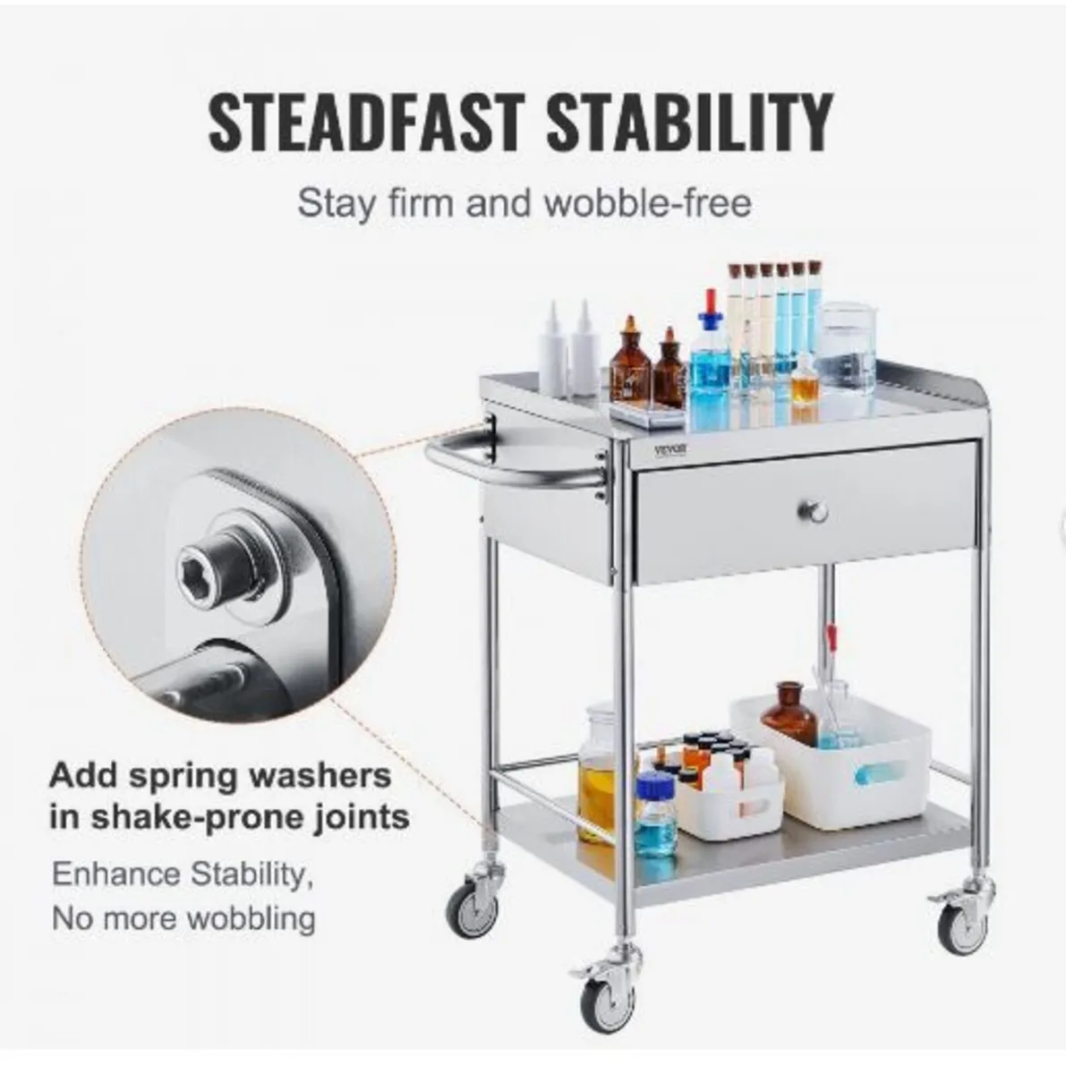 Medical Cart, 2 Layers Stainless Steel - Image 4