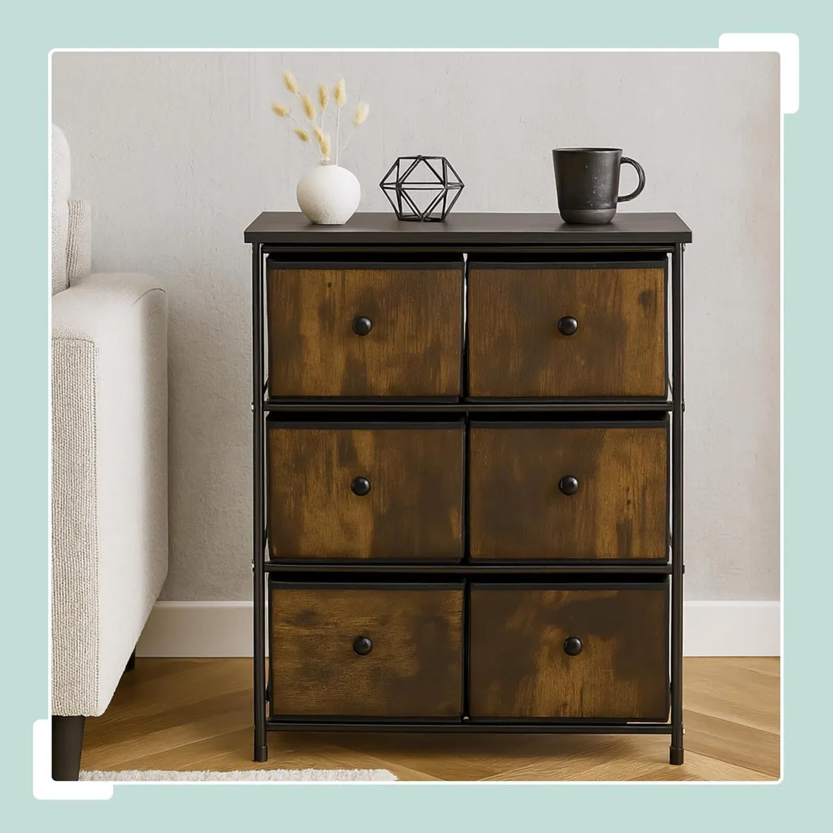 Chest of Drawers 6 Fabric Compartments Hallway - Image 2