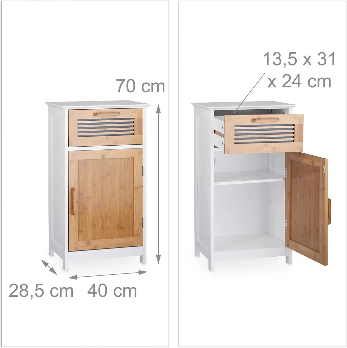 Narrow Bathroom Cabinet Drawer Natural Look - Image 3