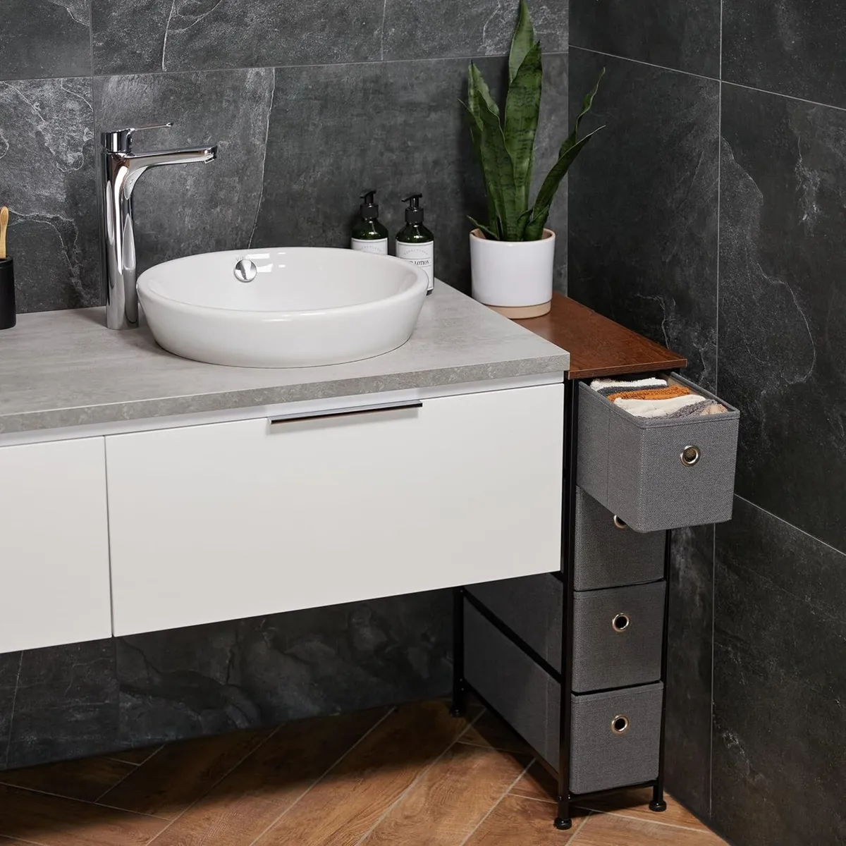 Niche Shelf 4 Fabric Drawers Industrial Design - Image 2