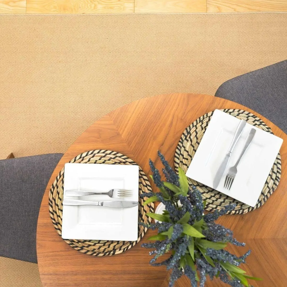 Sustainable Herringbone Soft Natural Jute Area - Image 3